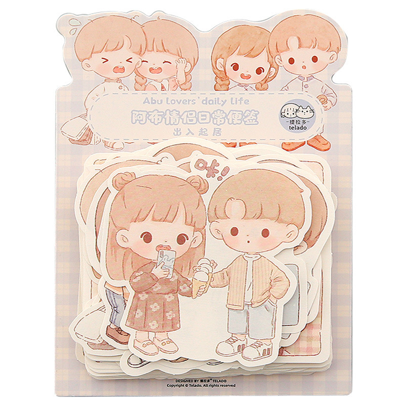 Couple Daily Cute Girl Note Paper Hand Account Sticker - Image 3
