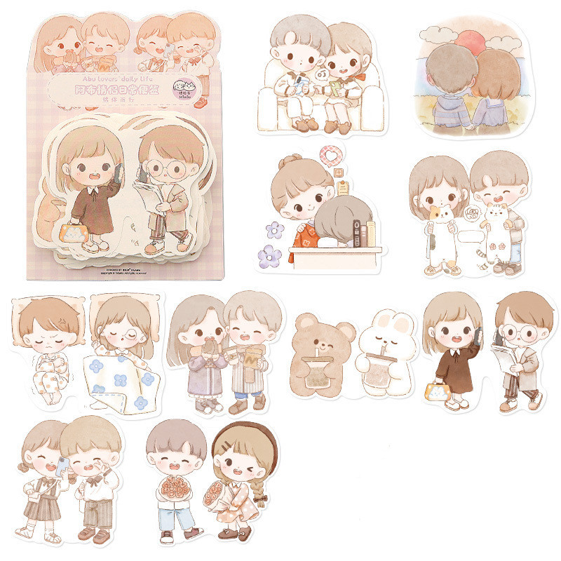 Couple Daily Cute Girl Note Paper Hand Account Sticker - Image 4