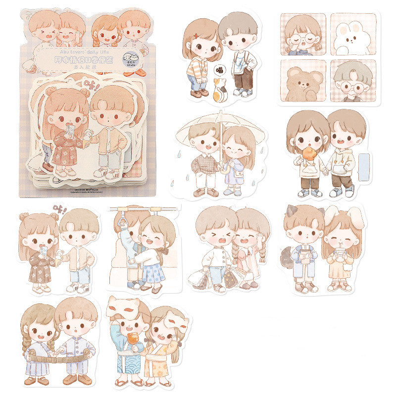 Couple Daily Cute Girl Note Paper Hand Account Sticker - Image 5