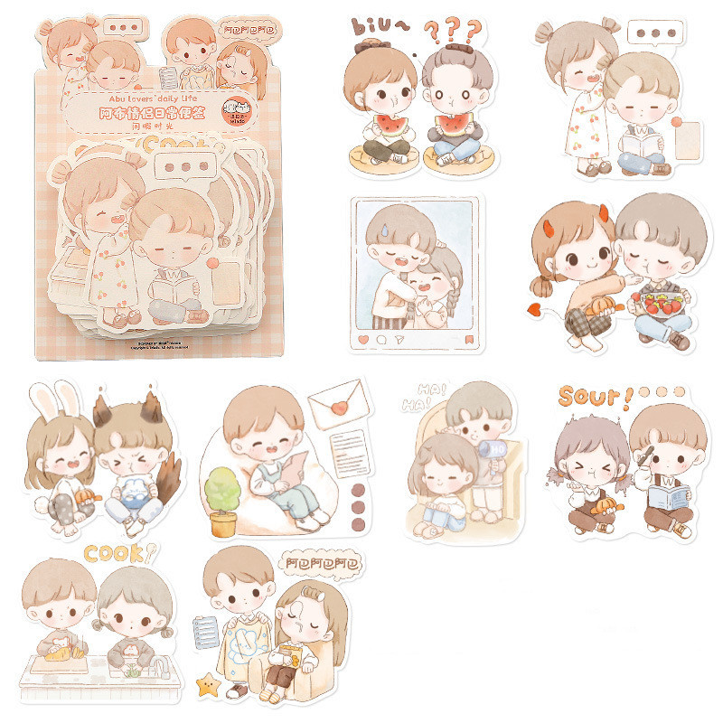 Couple Daily Cute Girl Note Paper Hand Account Sticker - Image 6