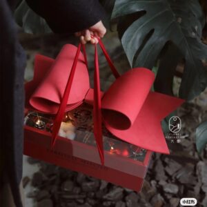 Bow Knot Handheld Flower Box Birthday Gift Transparent Bouquet Fruit Packaging Boxes Valentine's Day Rose Storage Bag
