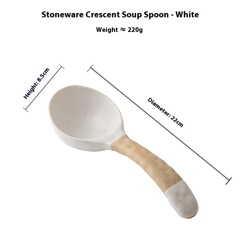 Ceramic Thickened Retro Stoneware Large Long-handle Spoon Household - Image 2