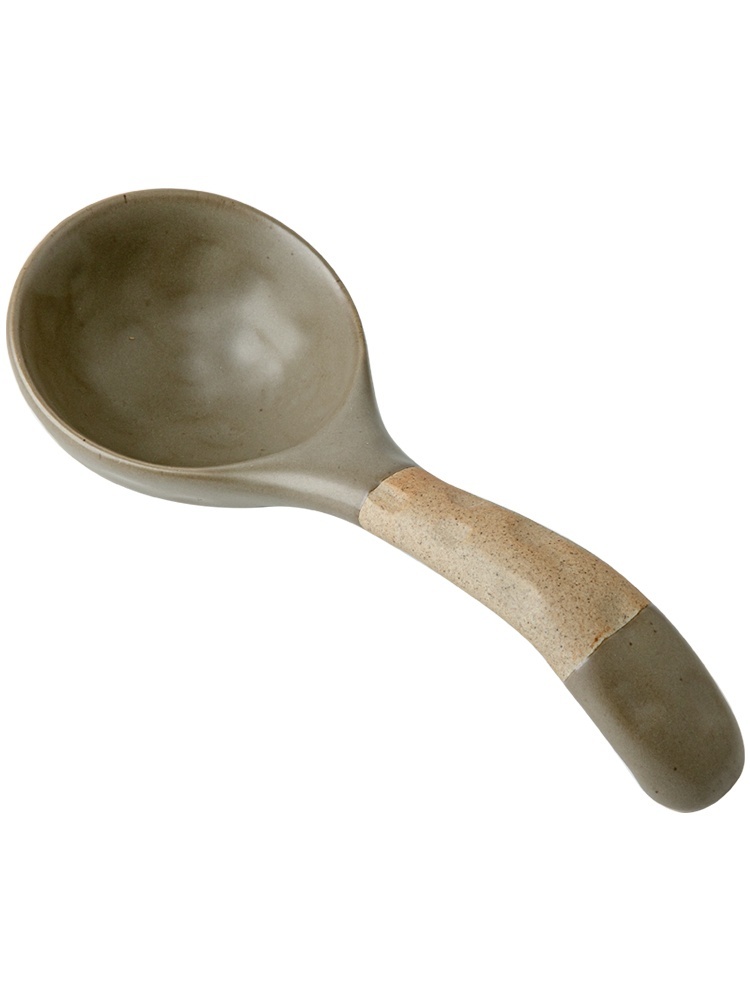 Ceramic Thickened Retro Stoneware Large Long-handle Spoon Household - Image 6