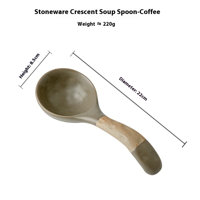 Ceramic Thickened Retro Stoneware Large Long-handle Spoon Household - Image 7