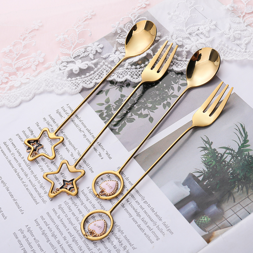 Creative 304 Cherry Blossom Dessert Coffee Cocktail Stirring Ice Spoon Hand Gift - Image 3
