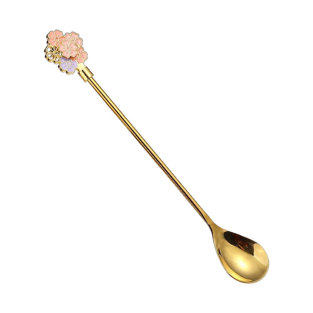 Creative 304 Cherry Blossom Dessert Coffee Cocktail Stirring Ice Spoon Hand Gift - Image 4