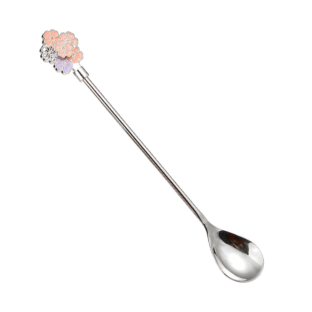 Creative 304 Cherry Blossom Dessert Coffee Cocktail Stirring Ice Spoon Hand Gift - Image 5