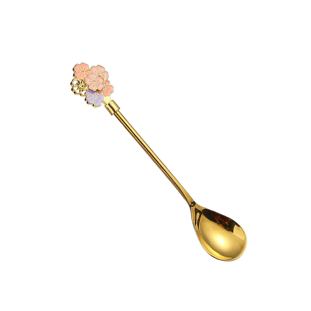 Creative 304 Cherry Blossom Dessert Coffee Cocktail Stirring Ice Spoon Hand Gift - Image 6