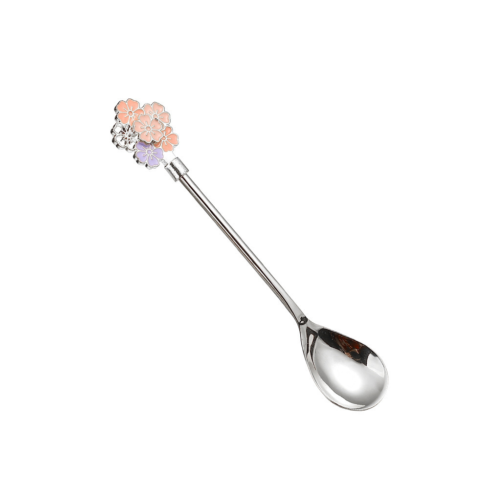 Creative 304 Cherry Blossom Dessert Coffee Cocktail Stirring Ice Spoon Hand Gift - Image 7