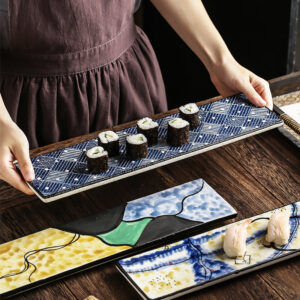 Hand-painted Long Sushi Ceramic Dinner Plate