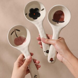 Ceramic Home Ladle Large Hand Painted Underglaze Big Spoon