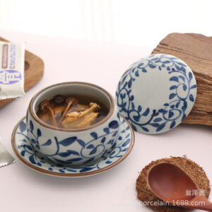 Ceramic Underglaze Color Hand-painted Tableware With Cover And Bottom Support