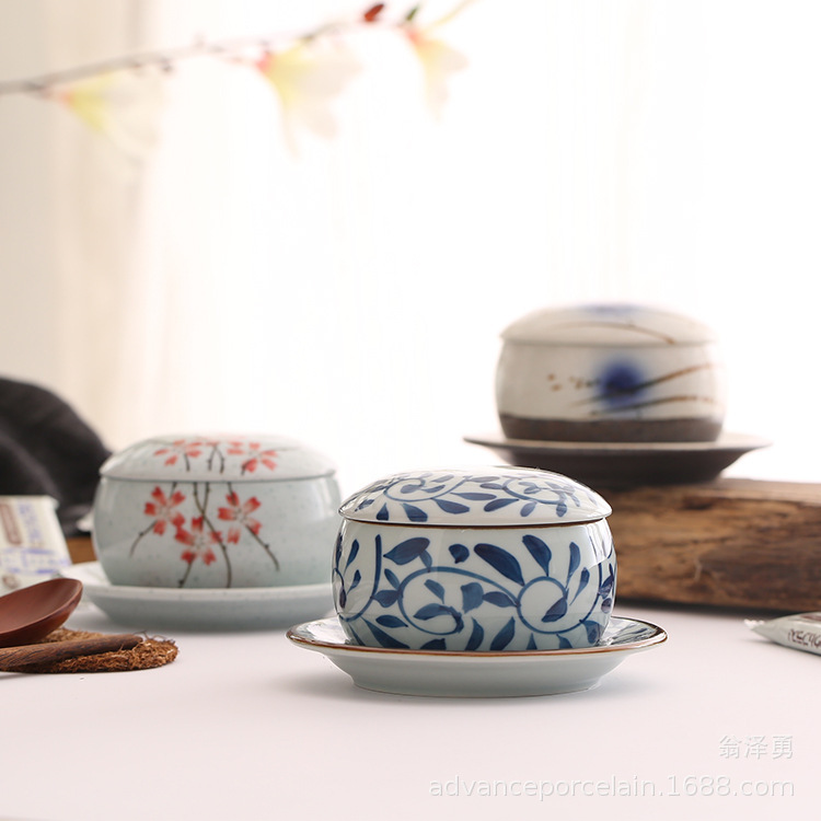 Ceramic Underglaze Color Hand-painted Tableware With Cover And Bottom Support - Image 4