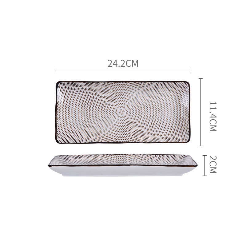 Japanese Style Retro Hand-painted Ceramic Sushi Plate Rectangular Plate - Image 2