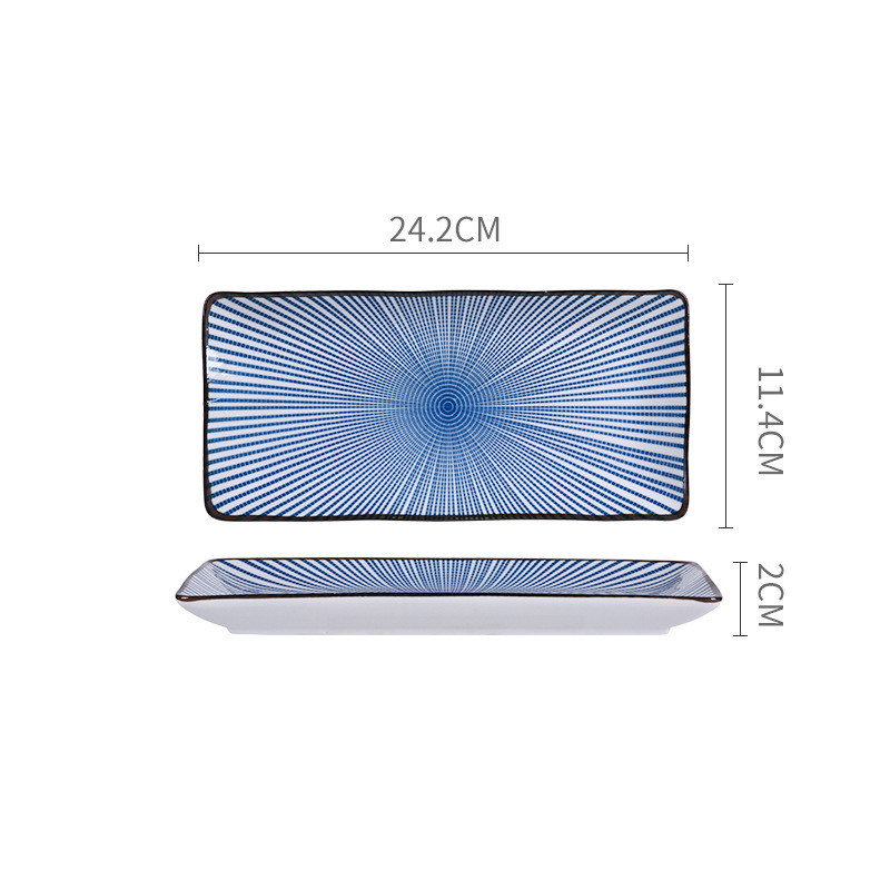 Japanese Style Retro Hand-painted Ceramic Sushi Plate Rectangular Plate - Image 3