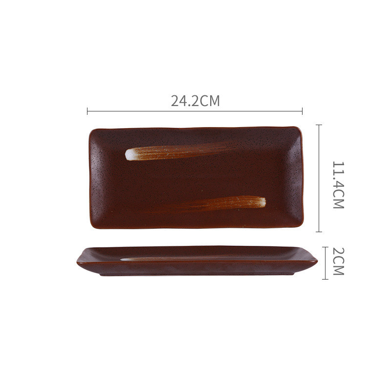 Japanese Style Retro Hand-painted Ceramic Sushi Plate Rectangular Plate - Image 4