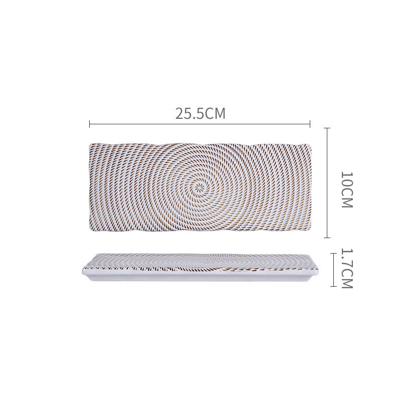 Japanese Style Retro Hand-painted Ceramic Sushi Plate Rectangular Plate - Image 5