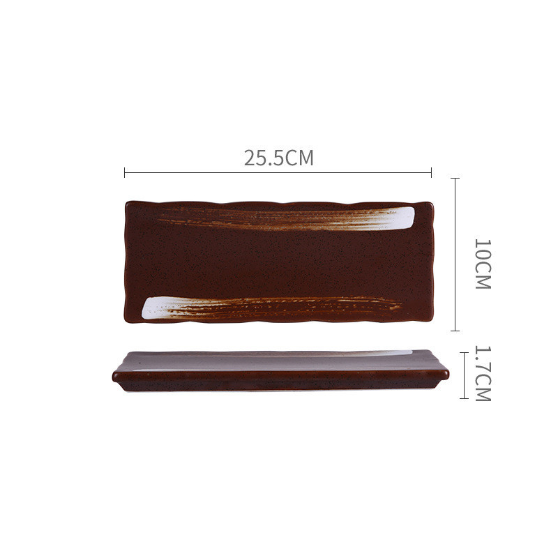 Japanese Style Retro Hand-painted Ceramic Sushi Plate Rectangular Plate - Image 6