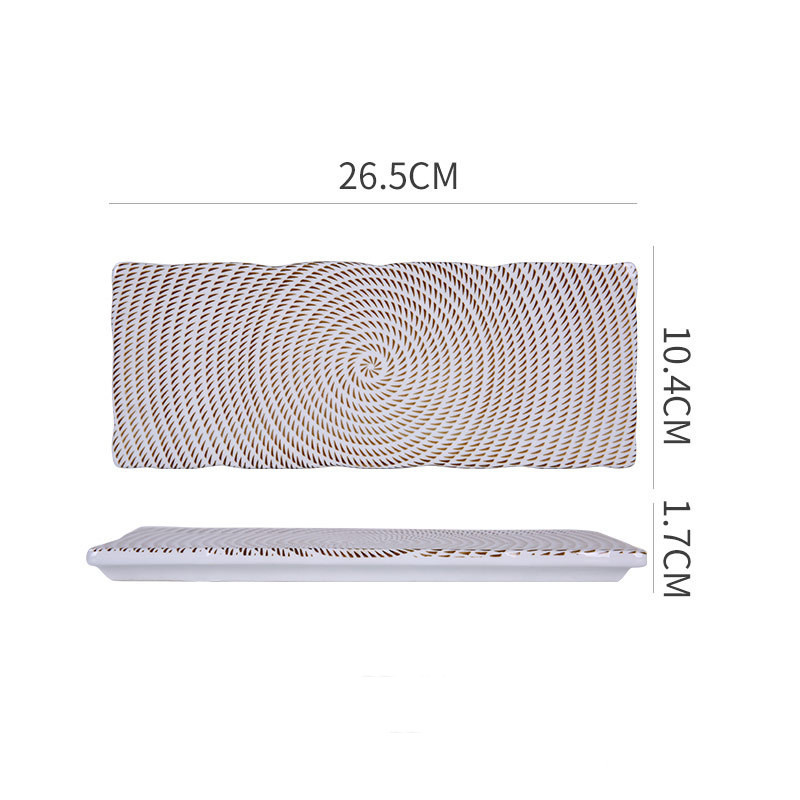 Japanese Style Retro Hand-painted Ceramic Sushi Plate Rectangular Plate - Image 7