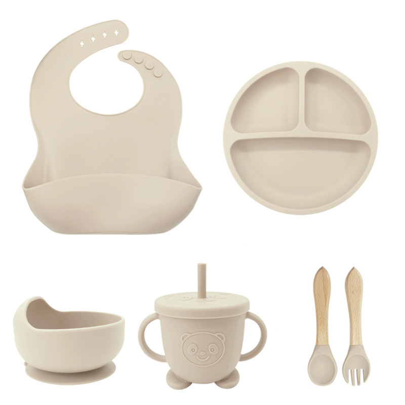 Children's Tableware Silicone 6 Pieces Suit Maternal And Child Suction Plate Food Supplement - Image 2