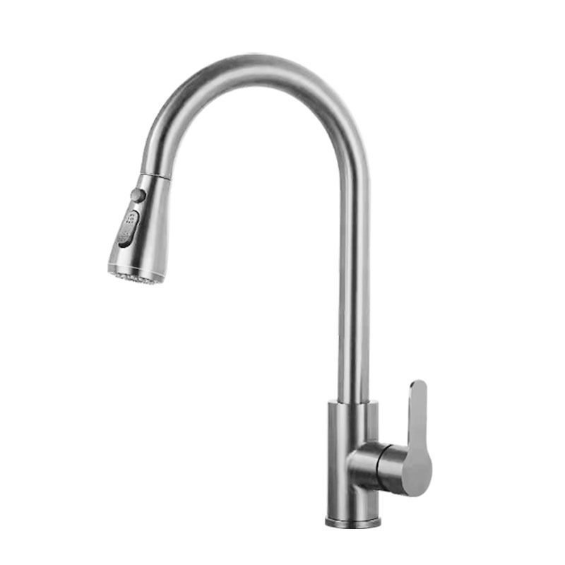 304 Stainless Steel Gun Gray Faucet Large Single Sink Kitchen Vegetable Basin Sink Suit Flying Rain Waterfall Faucet - Image 9
