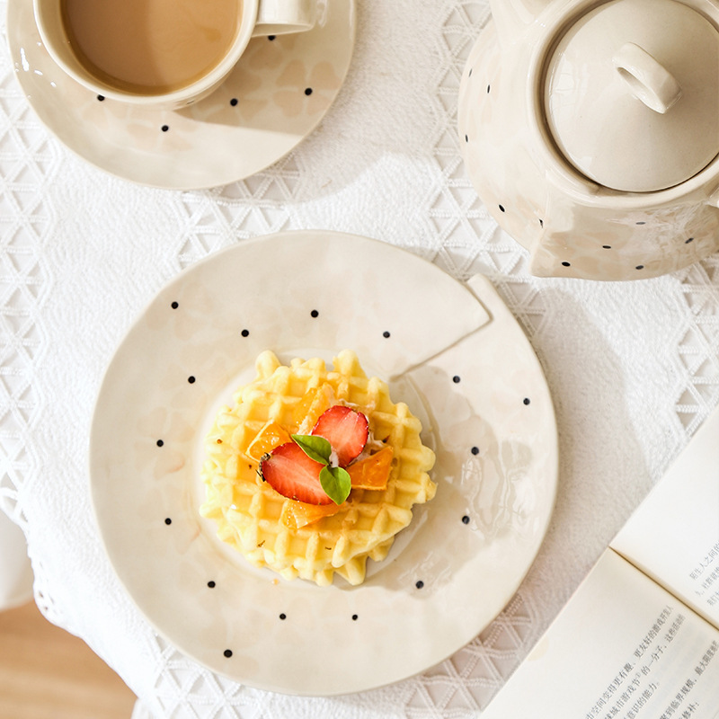 Ins Retro Korean Style Underglaze Color Hand Pinch Irregular Coffee Set Household Restaurant Afternoon Tea Cup Pot Suit - Image 10