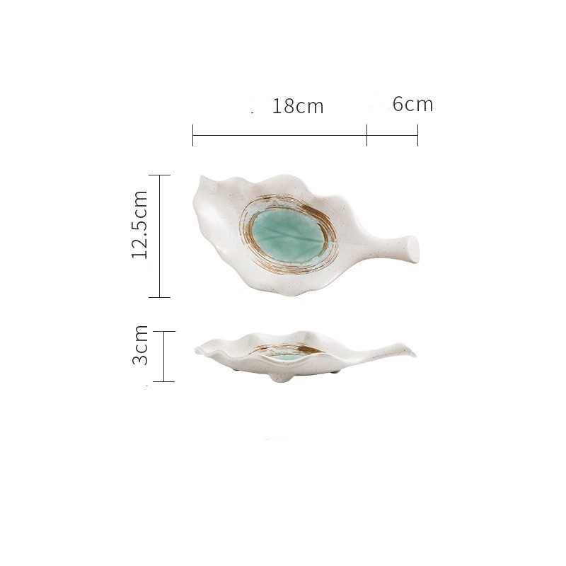 Creative Leaf Shaped Hand Painted Rough Ceramic Plate - Image 4