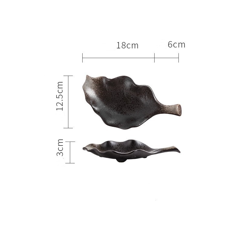 Creative Leaf Shaped Hand Painted Rough Ceramic Plate - Image 7