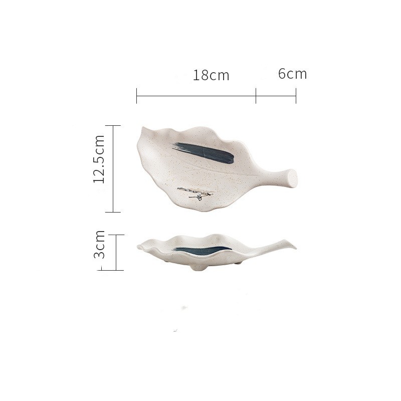 Creative Leaf Shaped Hand Painted Rough Ceramic Plate - Image 9