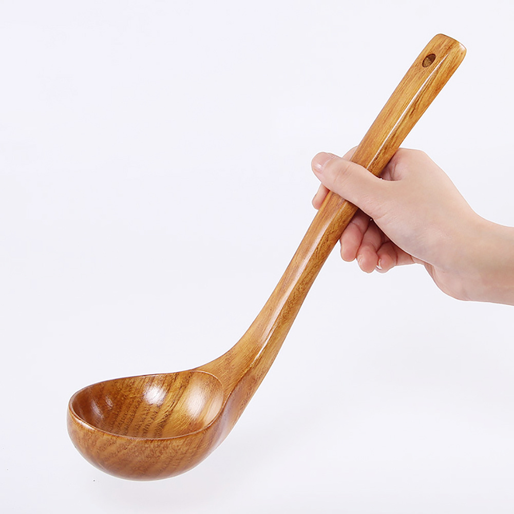 Japanese Style Soup Spoon Large Medium Straight Long Handle Wooden Spoon - Image 5