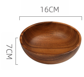 Wooden Bowl Large Solid Wood Without Lacquer Thickening Adult Acacia Wooden Bowl Set Home Adult Creative Fall-resistant Fruit Bowl - Image 2
