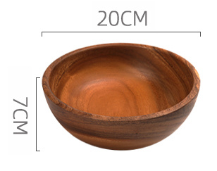 Wooden Bowl Large Solid Wood Without Lacquer Thickening Adult Acacia Wooden Bowl Set Home Adult Creative Fall-resistant Fruit Bowl - Image 3