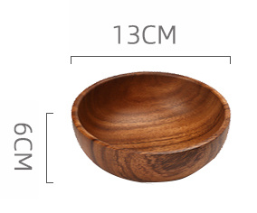 Wooden Bowl Large Solid Wood Without Lacquer Thickening Adult Acacia Wooden Bowl Set Home Adult Creative Fall-resistant Fruit Bowl - Image 6