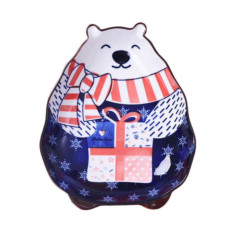 Animal Bakeware Hand-painted Underglaze Cartoon Tableware Plate Polar Bear Deep Plate - Image 3