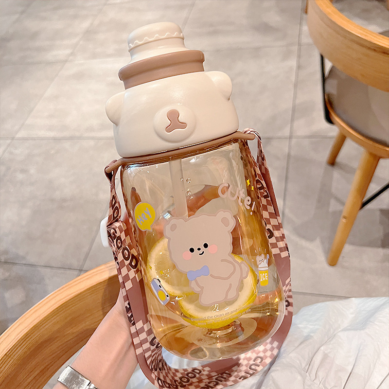 Summer Large-capacity Cross-body Bear Strap Water Cup - Image 3