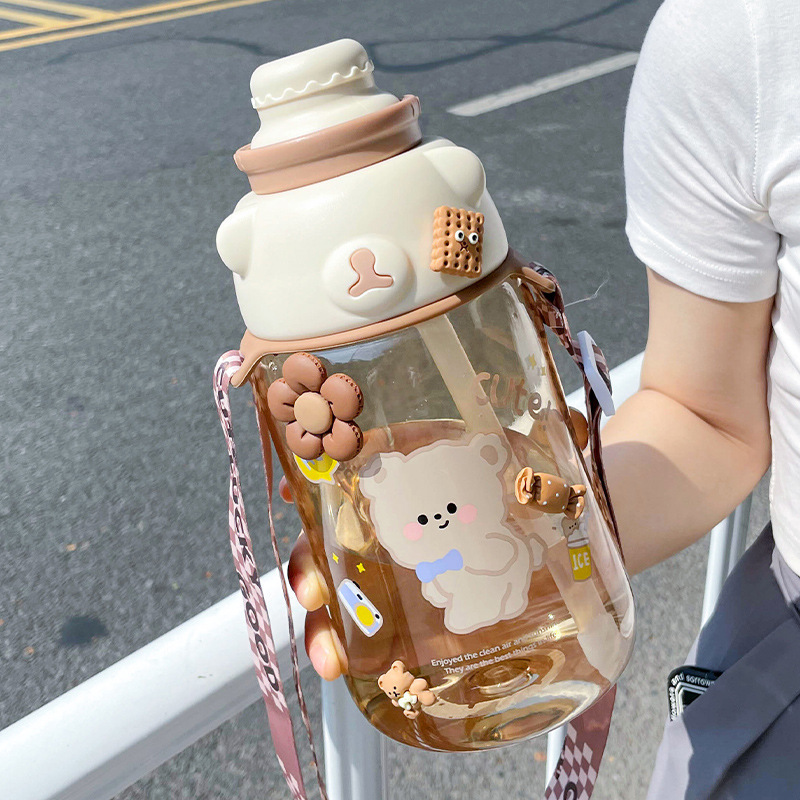 Summer Large-capacity Cross-body Bear Strap Water Cup - Image 5