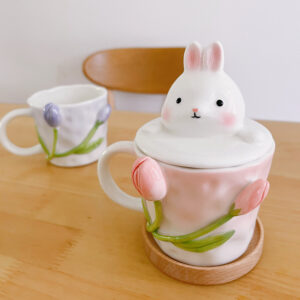 Premium Floral Hand Kneaded Ceramic Tulip Mug