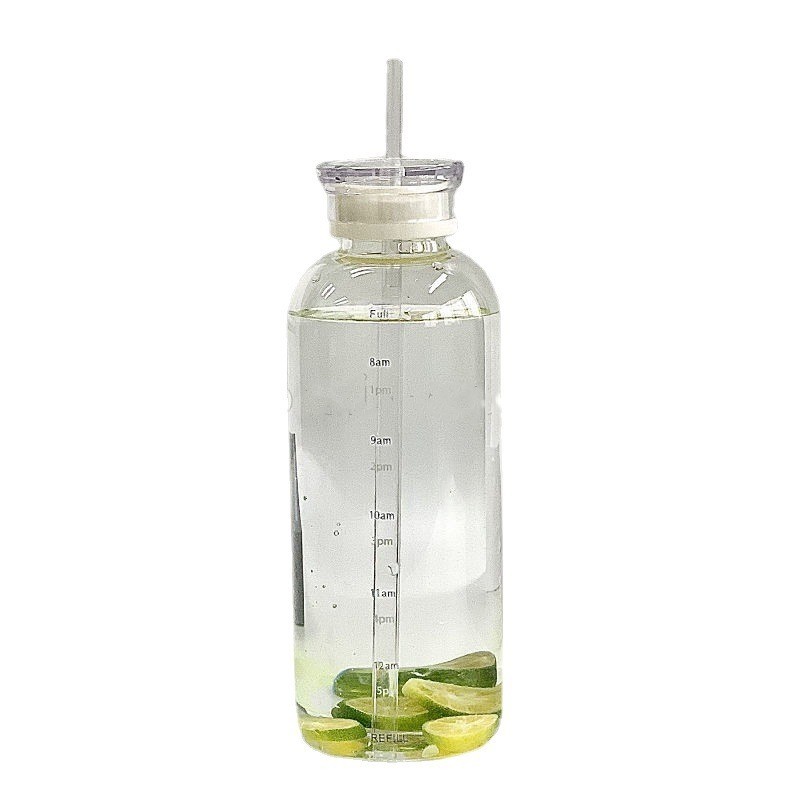 Double Lid Time Scale Tumbler Office Large Capacity Straw Cup High Appearance Level Water Cup - Image 2