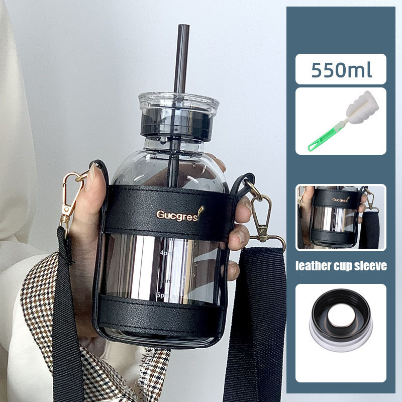 Double Lid Time Scale Tumbler Office Large Capacity Straw Cup High Appearance Level Water Cup - Image 4