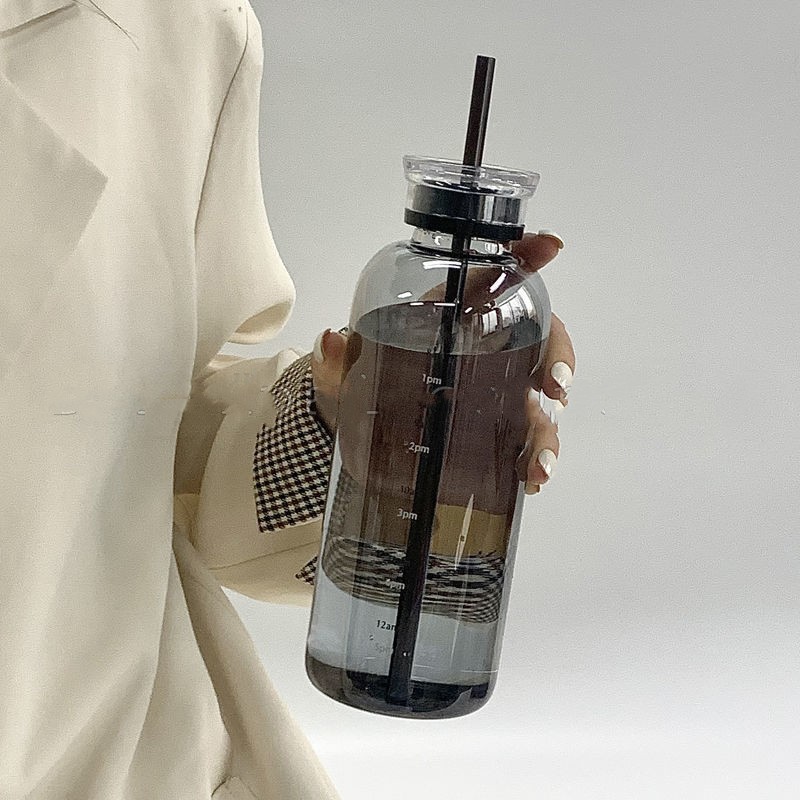 Double Lid Time Scale Tumbler Office Large Capacity Straw Cup High Appearance Level Water Cup - Image 5
