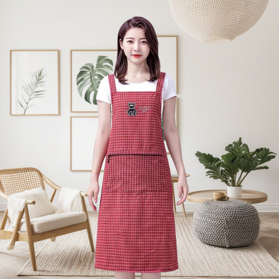 Extra Long And Fat Cotton Apron Suspender Kitchen Apron Adult Home Use Work Clothes - Image 4