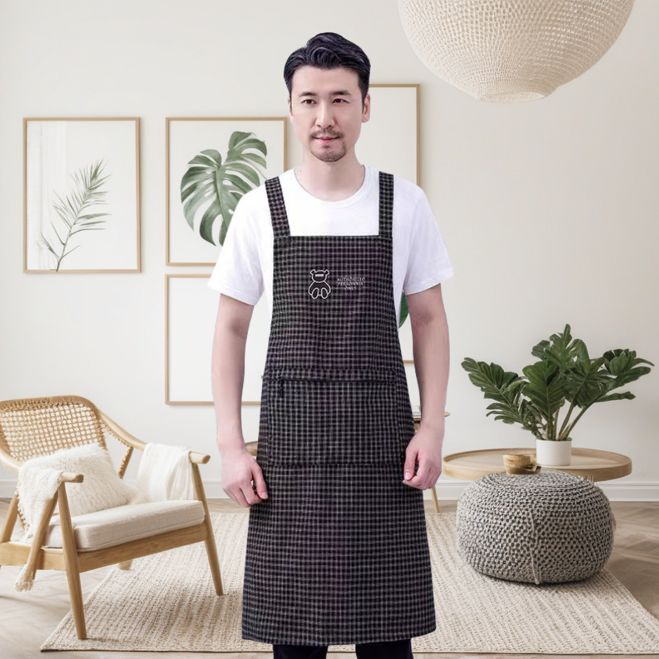 Extra Long And Fat Cotton Apron Suspender Kitchen Apron Adult Home Use Work Clothes - Image 7