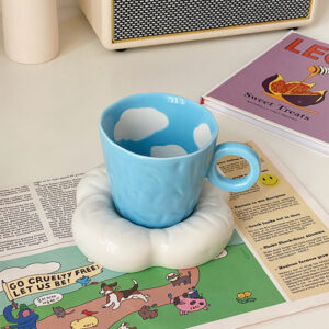 Delicate Irregular Hand Pinching Blue Sky Cloud Coffee Cup