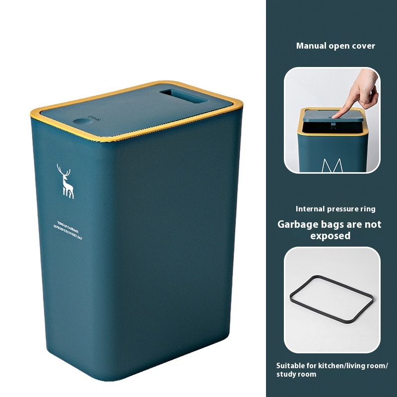 Trash Can Large Household Thickened With Lid - Image 6