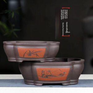 Purple Sand Flower Pot Begonia Bonsai Pot Flower Pot Ceramic Flower Pot Rectangular Large Pot