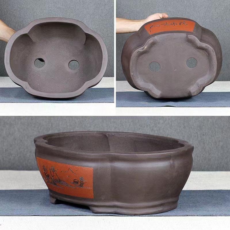 Purple Sand Flower Pot Begonia Bonsai Pot Flower Pot Ceramic Flower Pot Rectangular Large Pot - Image 2