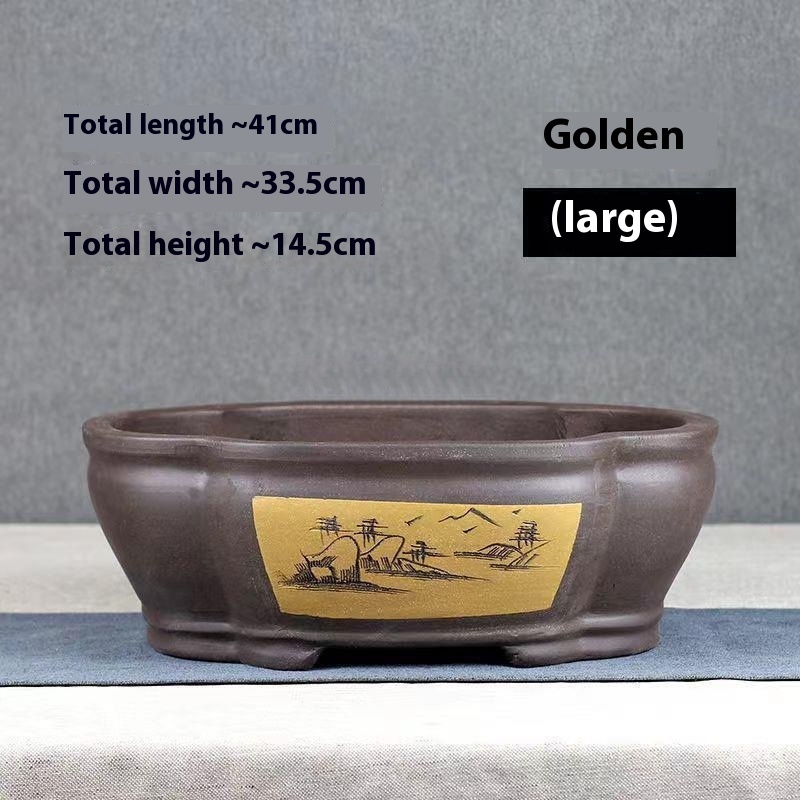 Purple Sand Flower Pot Begonia Bonsai Pot Flower Pot Ceramic Flower Pot Rectangular Large Pot - Image 3