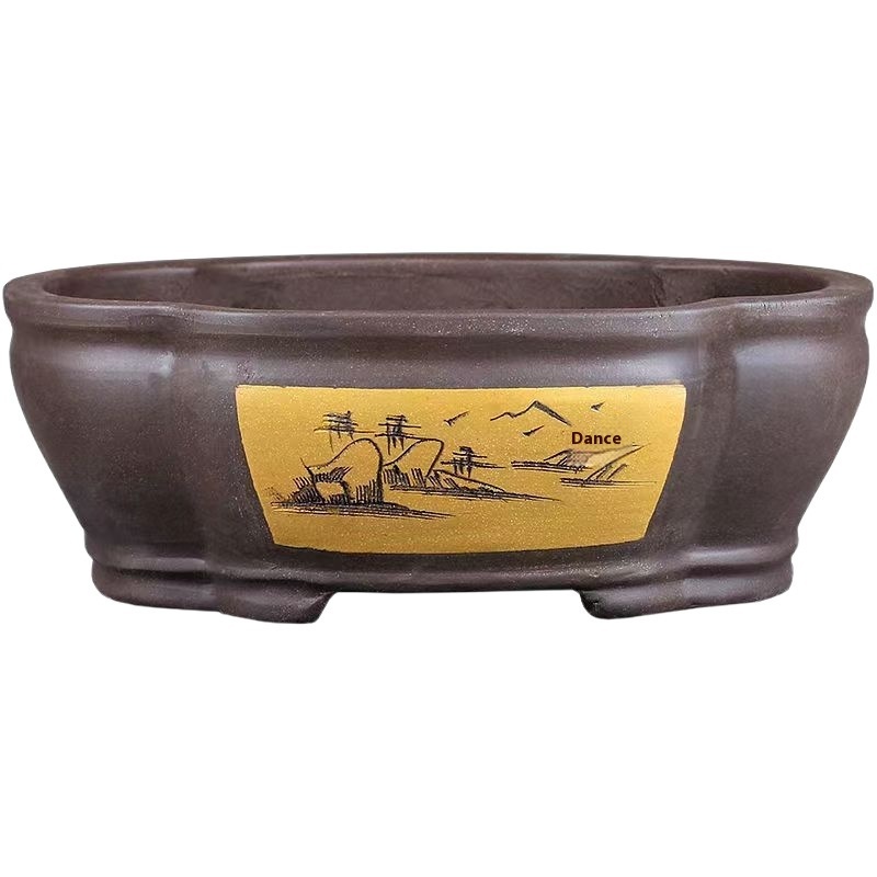 Purple Sand Flower Pot Begonia Bonsai Pot Flower Pot Ceramic Flower Pot Rectangular Large Pot - Image 4