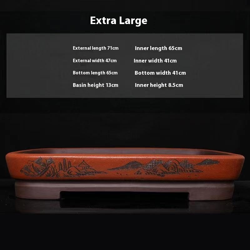 Purple Sand Flower Pot Begonia Bonsai Pot Flower Pot Ceramic Flower Pot Rectangular Large Pot - Image 6