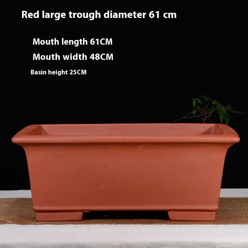 Purple Sand Flower Pot Begonia Bonsai Pot Flower Pot Ceramic Flower Pot Rectangular Large Pot - Image 7